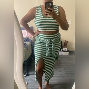 Green Striped Women's Skirt